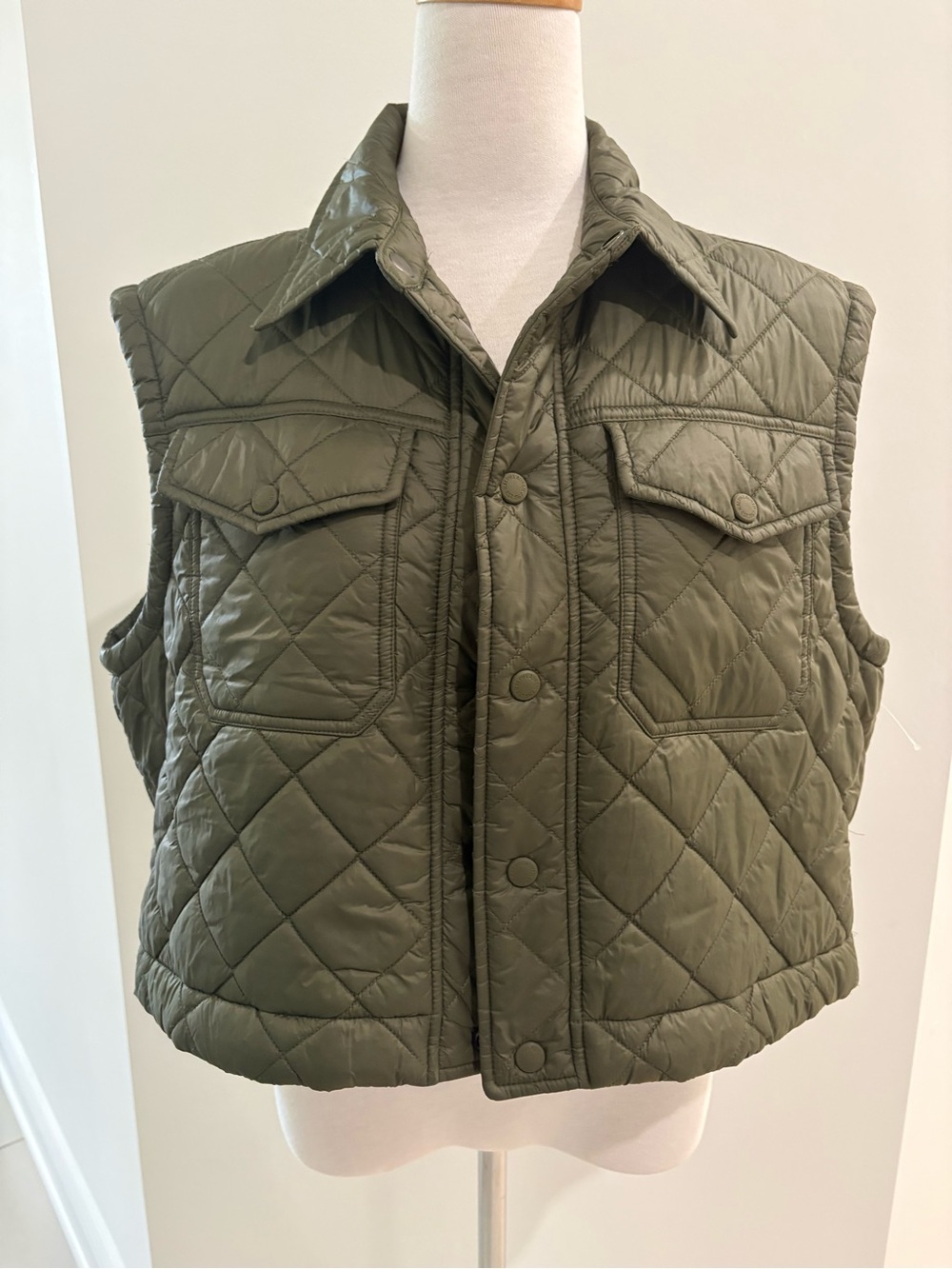 Polo Ralph Lauren Olive Green Diamond Quilted Utility Vest – Size M Unisex